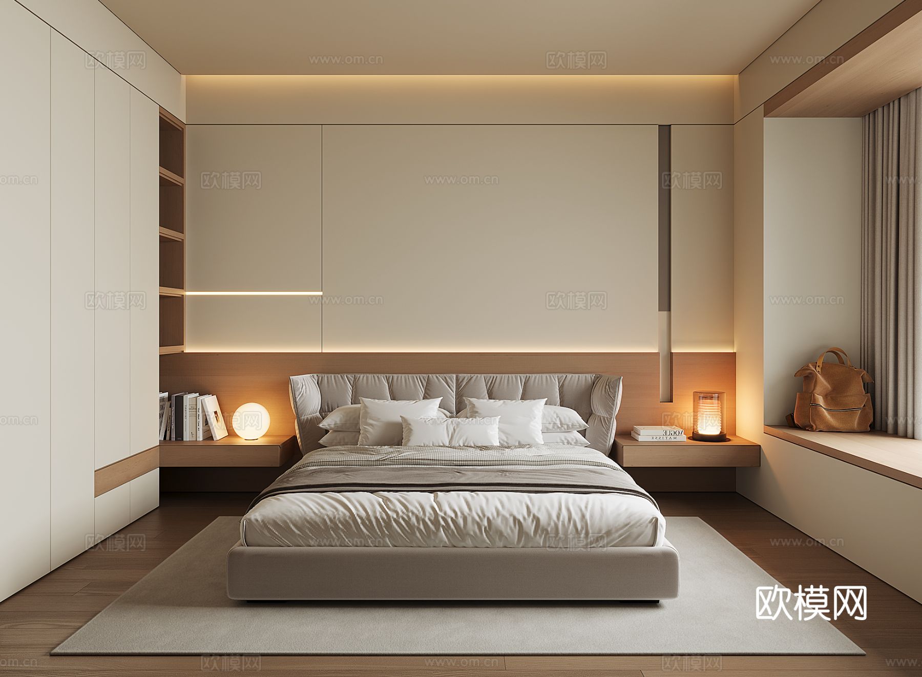 现代家居卧室su模型
