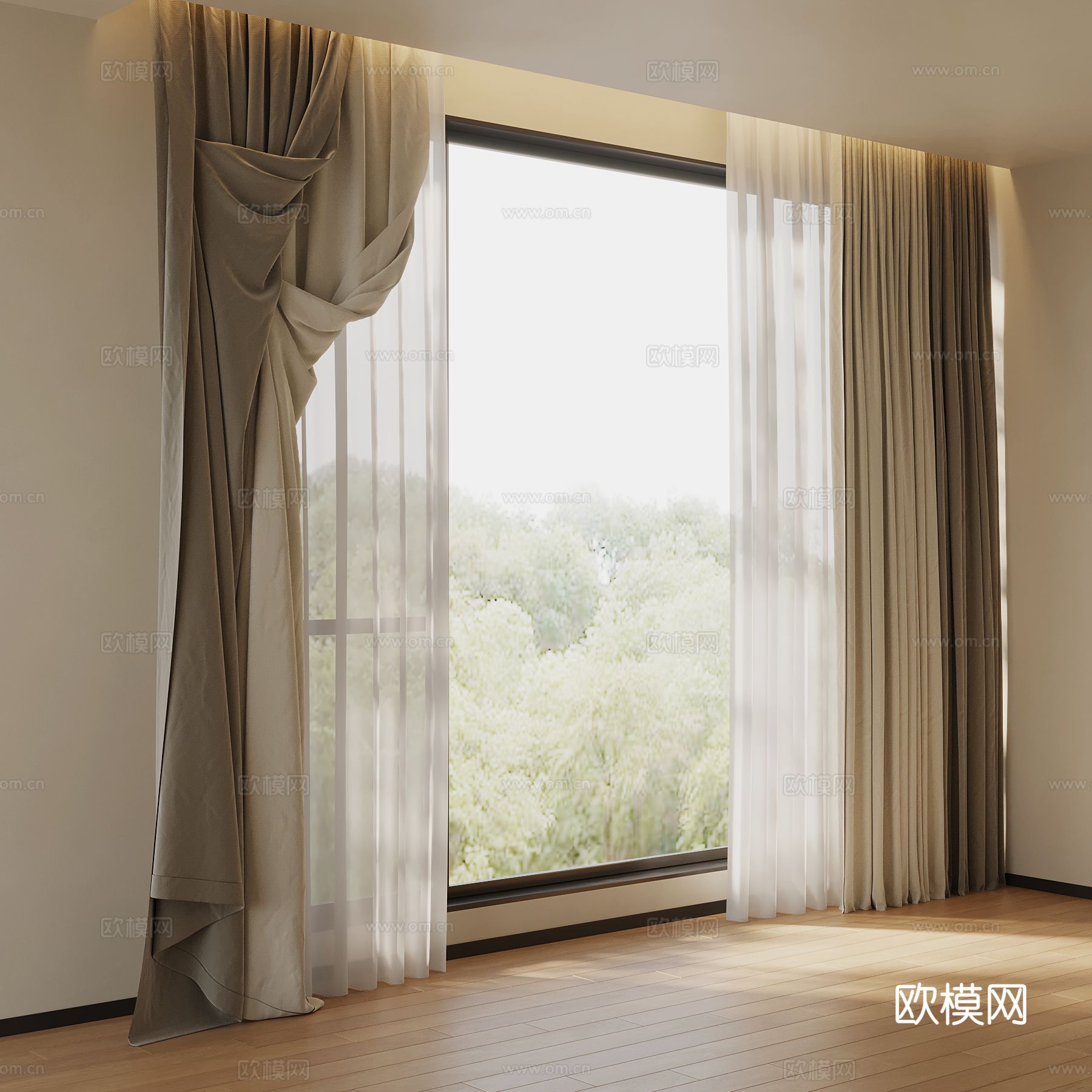 现代简约窗帘su模型