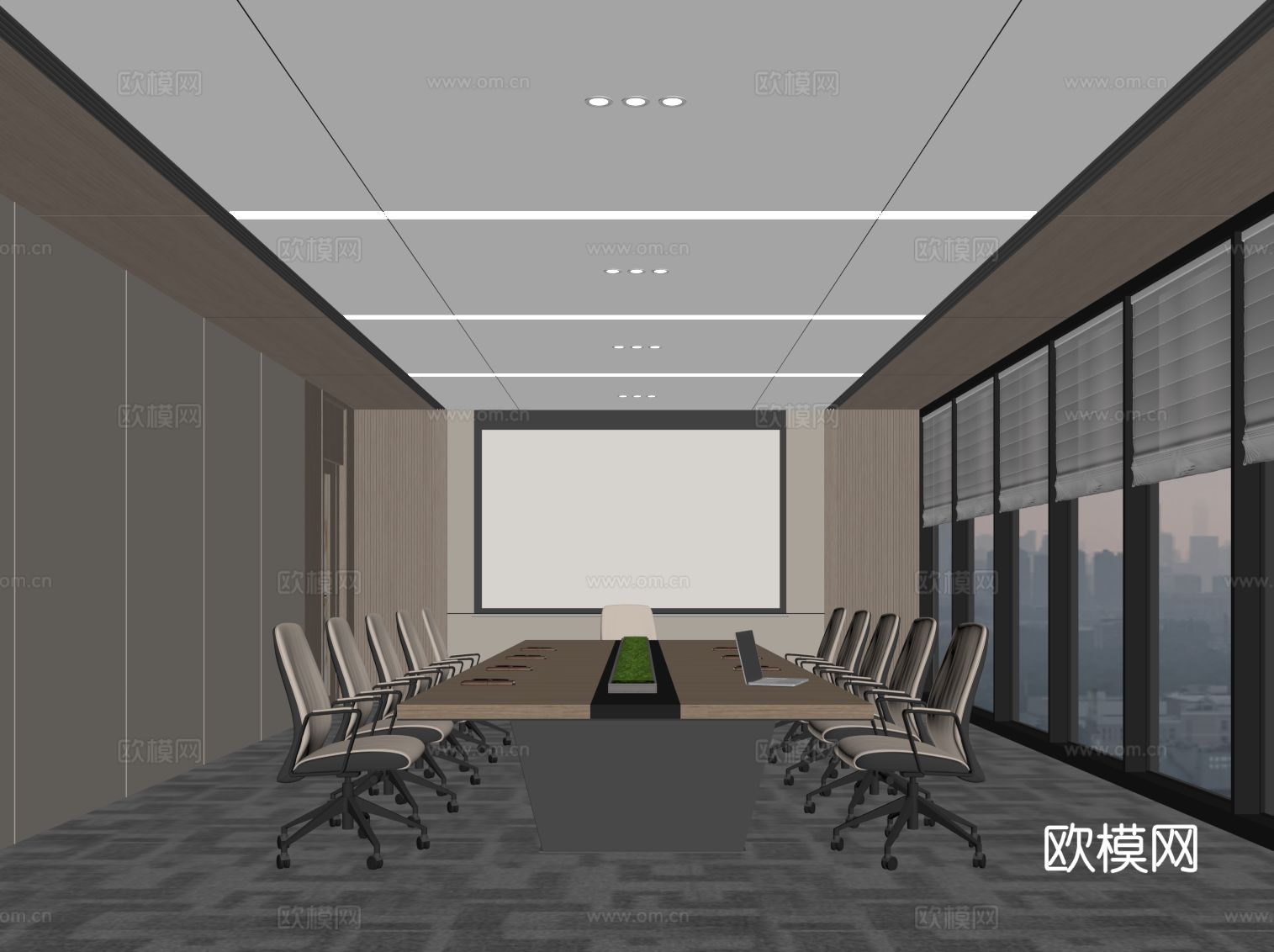 现代会议室 会议桌su模型