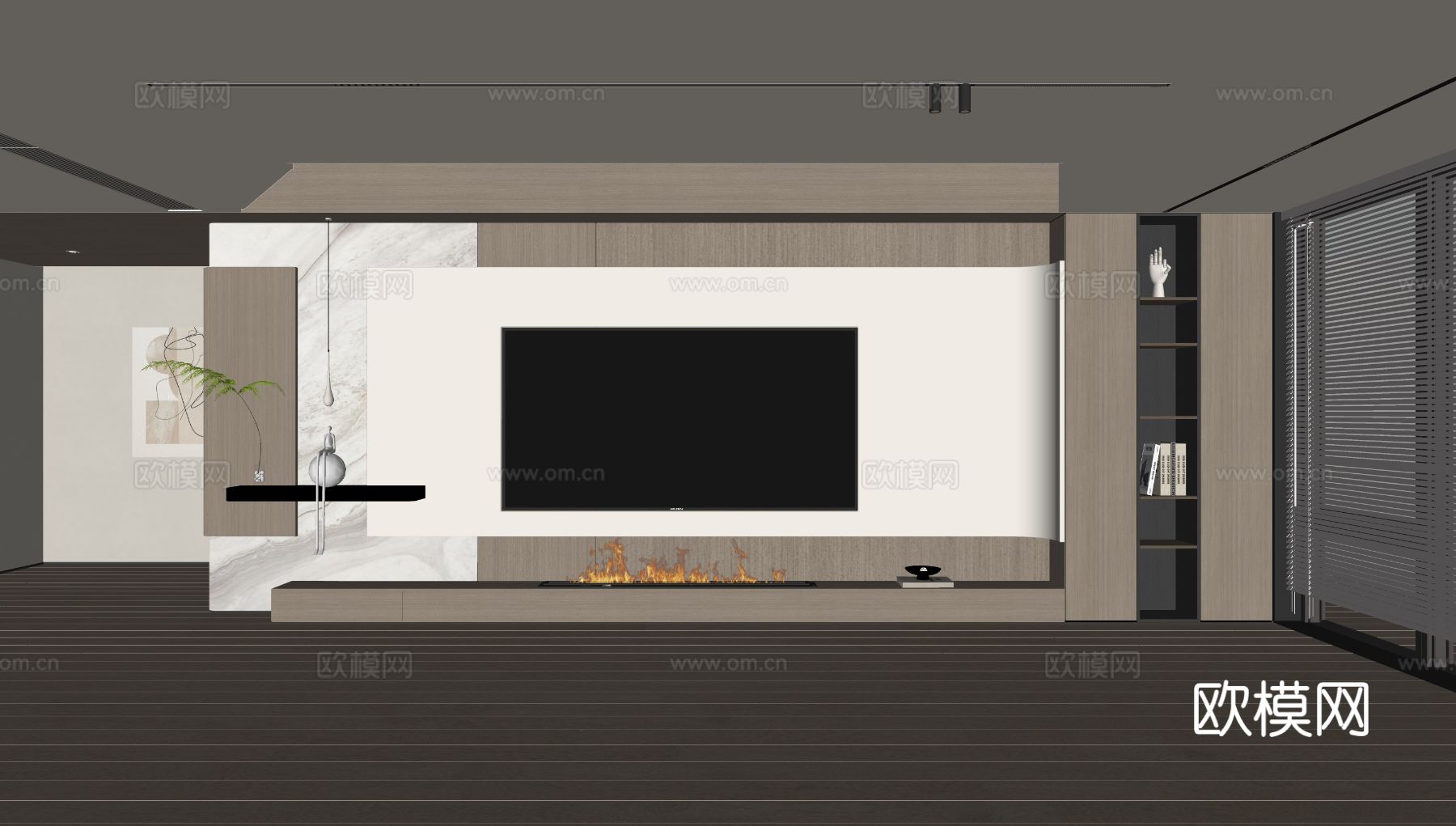 现代客厅 奶油客厅 电视背景墙 客厅背景 奶油风背景墙su模型