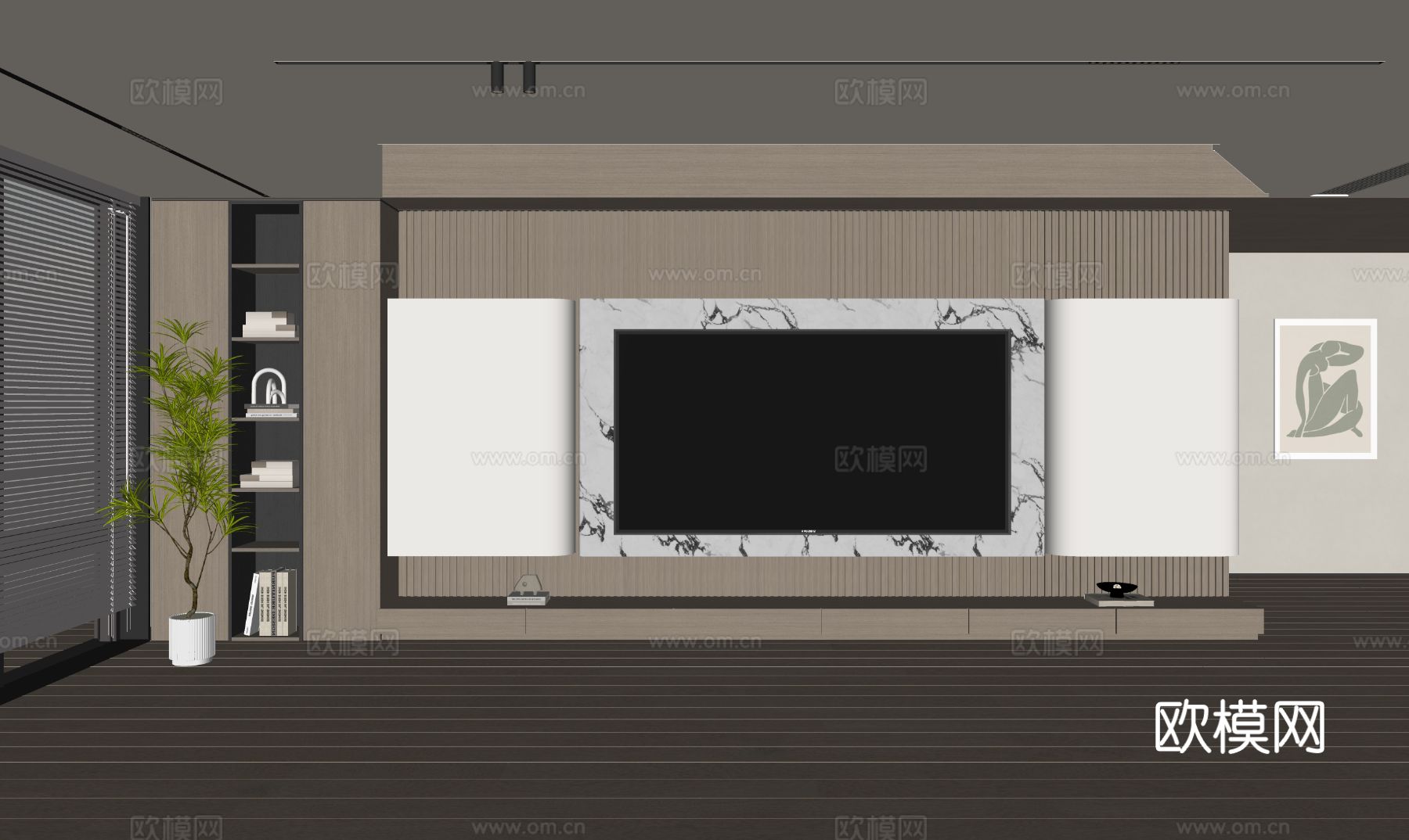 现代客厅 奶油客厅 电视背景墙 客厅背景 奶油风背景墙su模型