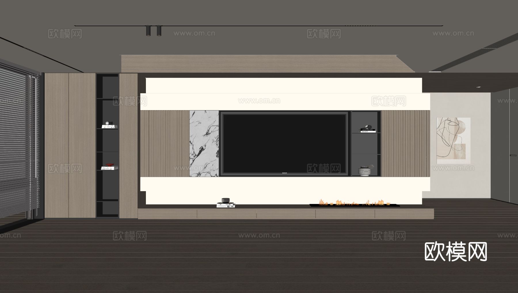 现代客厅 奶油客厅 电视背景墙 客厅背景 奶油风背景墙su模型