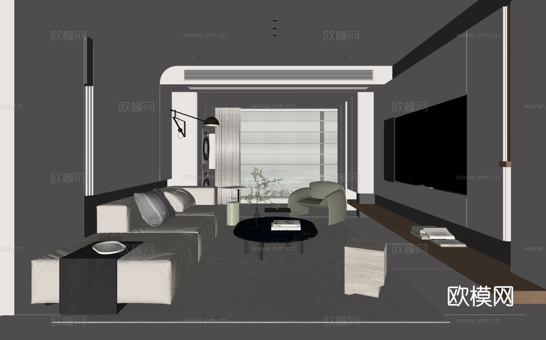 现代家居客厅su模型