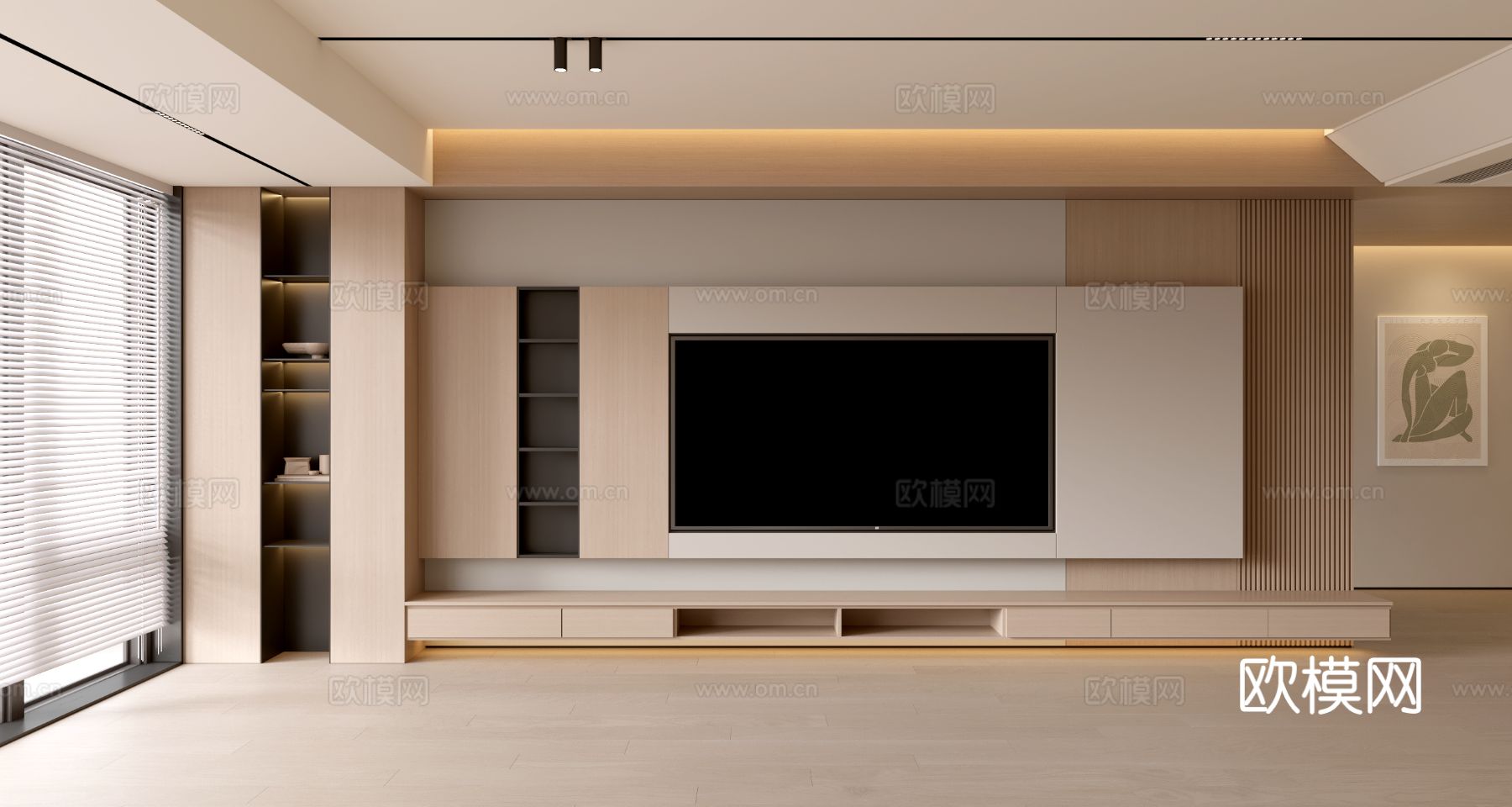 现代客厅 奶油客厅 电视背景墙 客厅背景 奶油风背景墙su模型