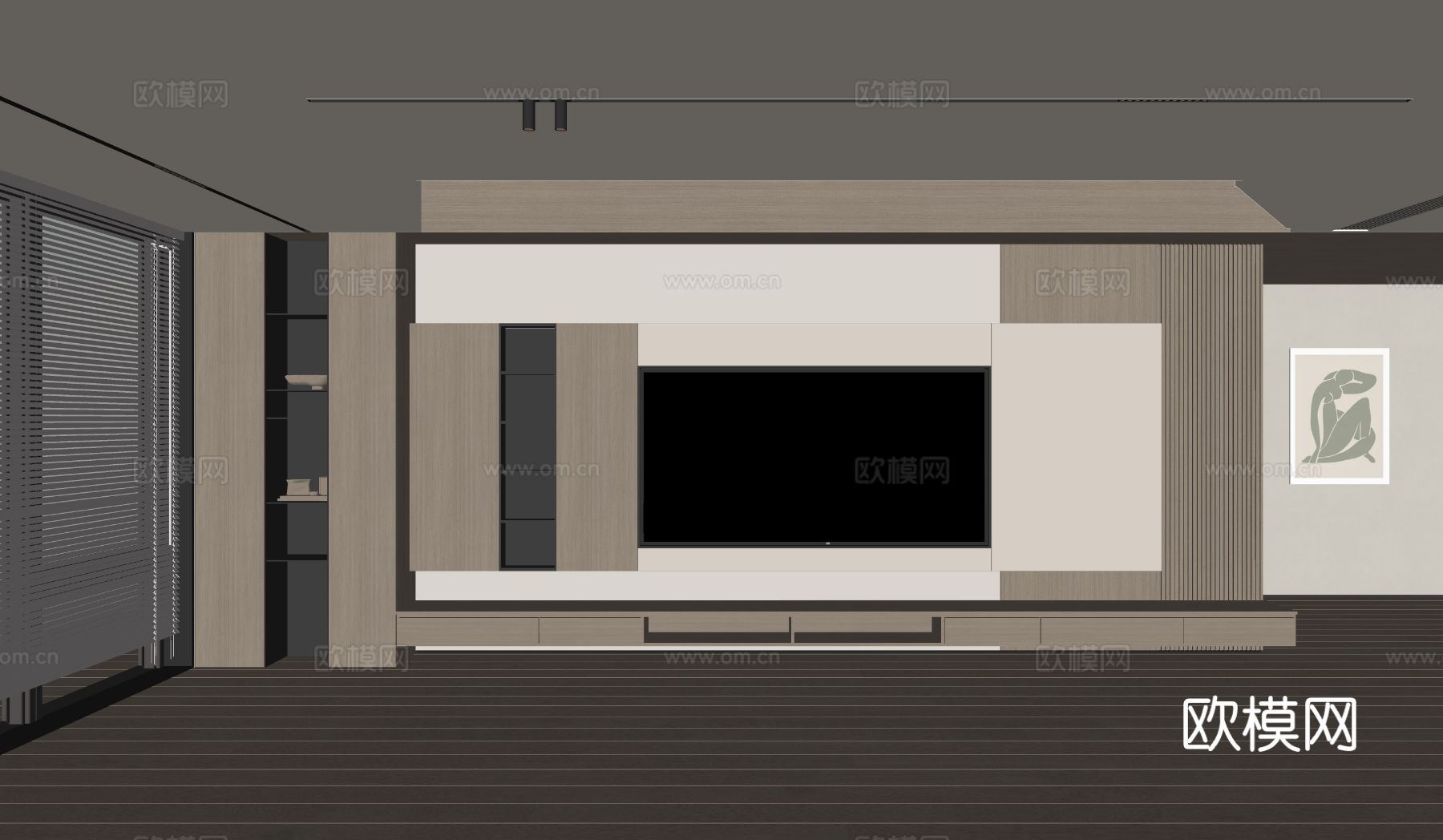现代客厅 奶油客厅 电视背景墙 客厅背景 奶油风背景墙su模型