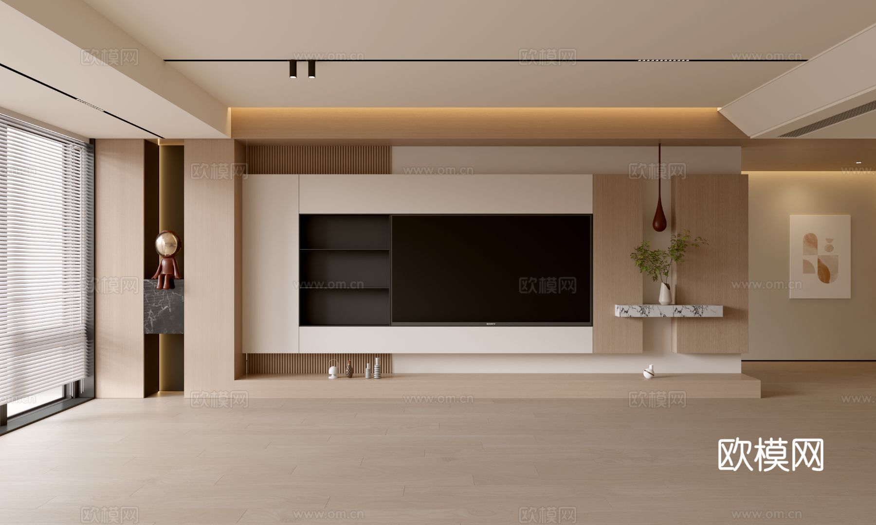 现代客厅 奶油客厅 电视背景墙 客厅背景 奶油风背景墙su模型