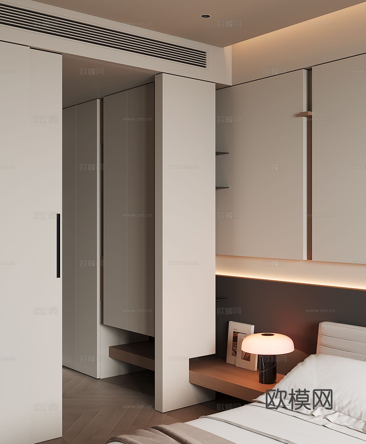 现代家居卧室3d模型下载（渲染图2）