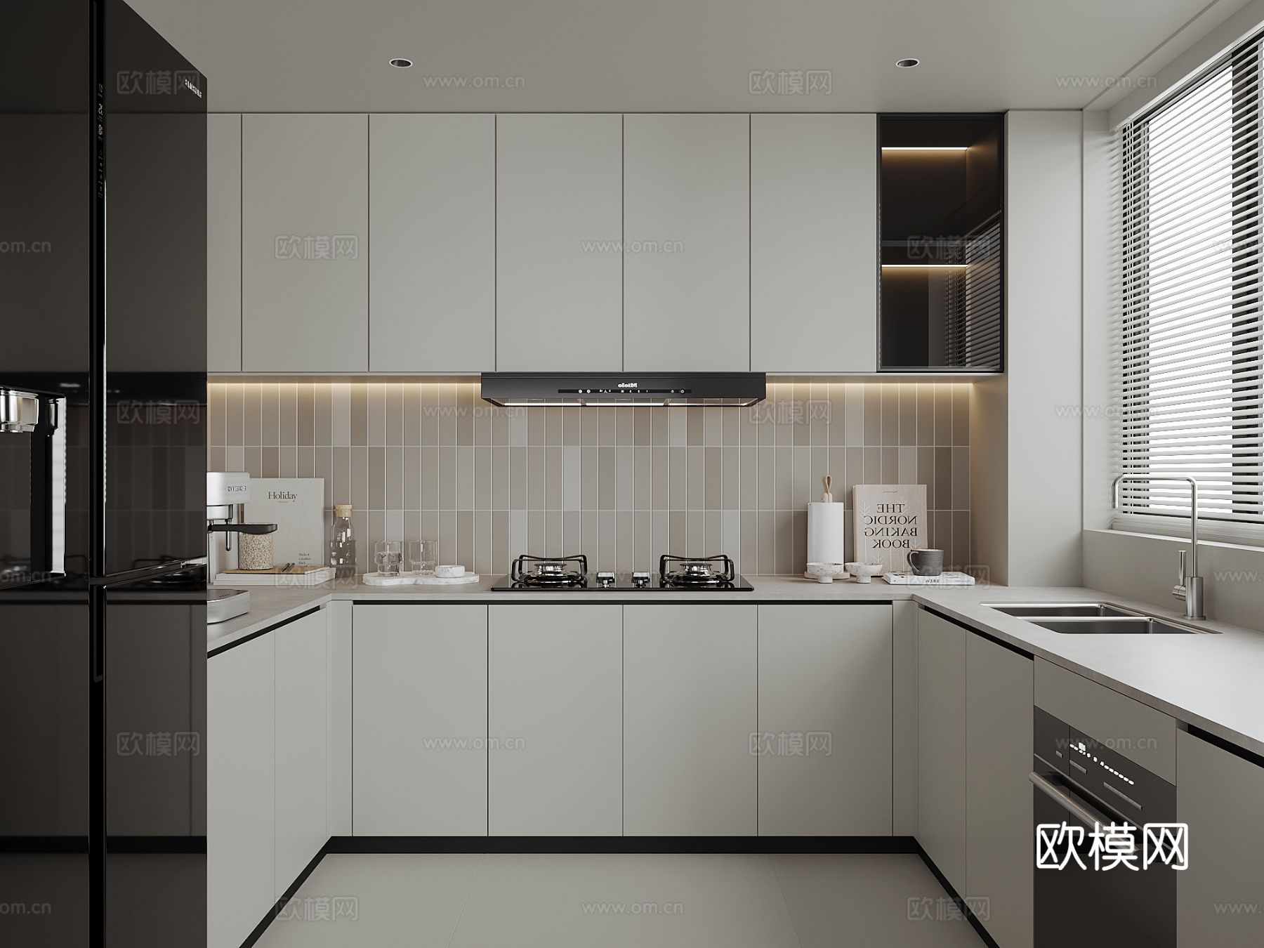 现代家居厨房3d模型下载