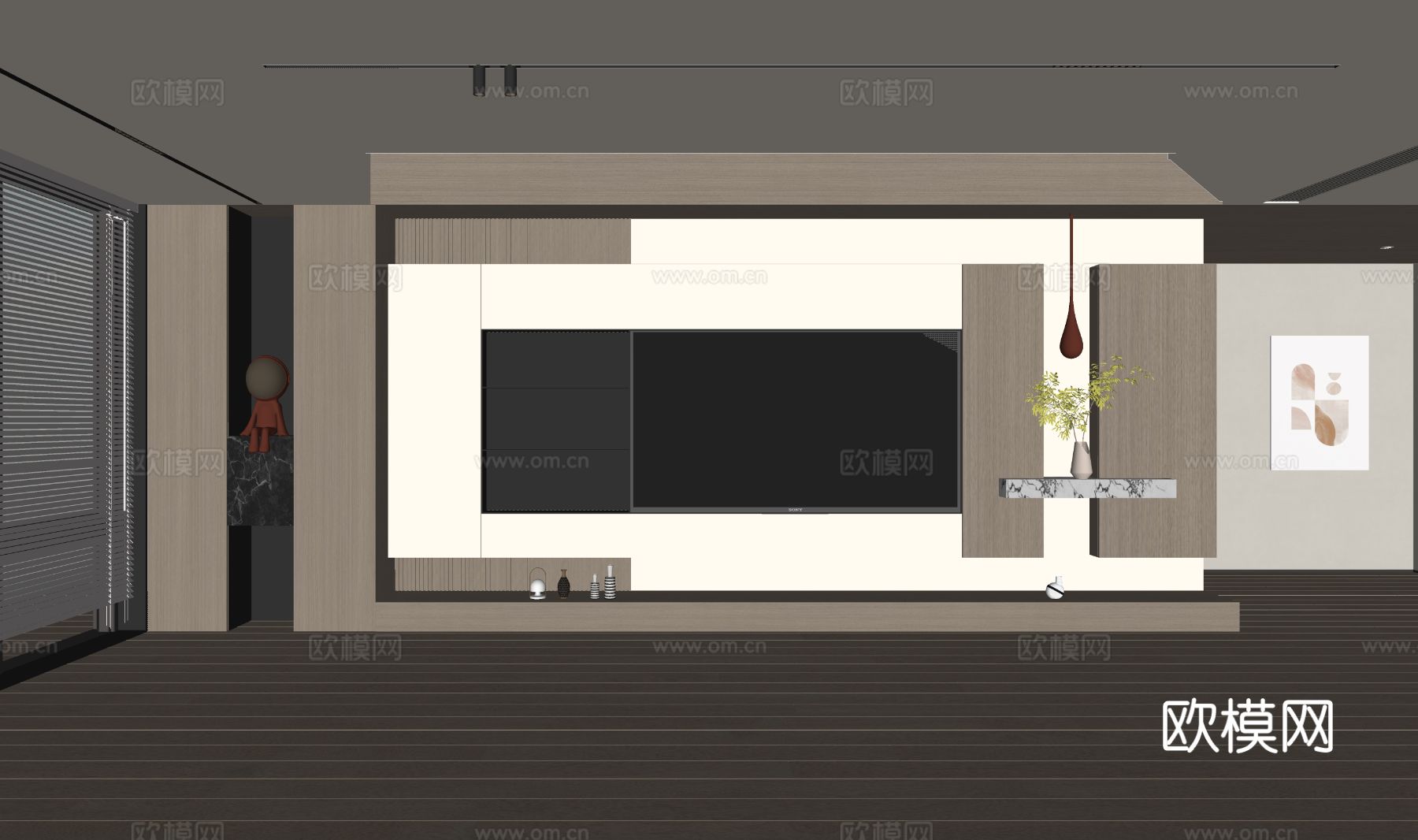 现代客厅 奶油客厅 电视背景墙 客厅背景 奶油风背景墙su模型