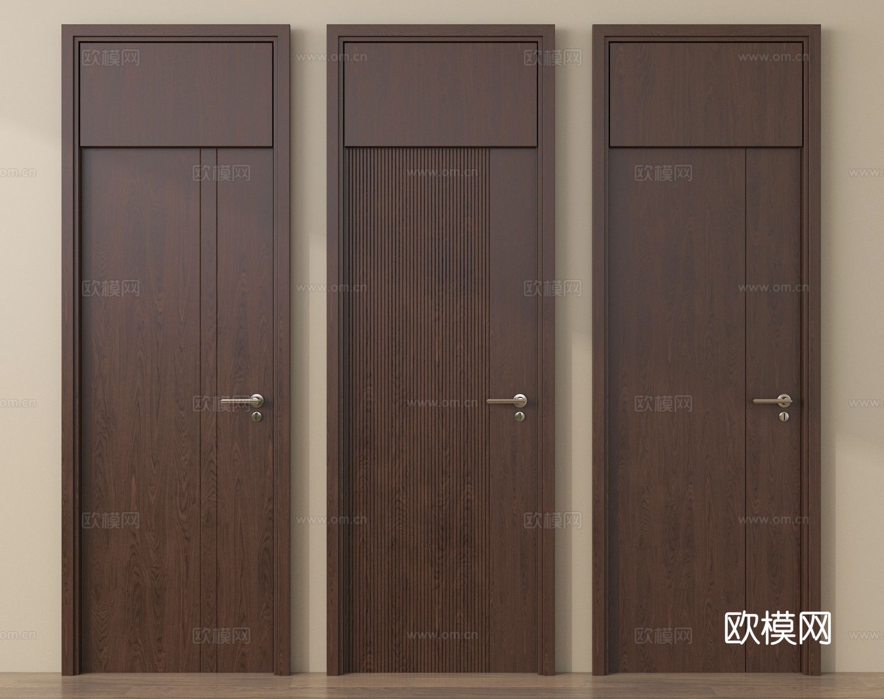 新中式单开门 卧室门 平开门 实木门 通顶门su模型