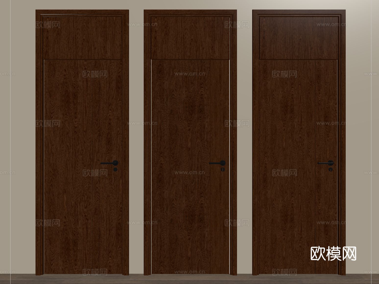 新中式单开门 卧室门 平开门 实木门 通顶门su模型