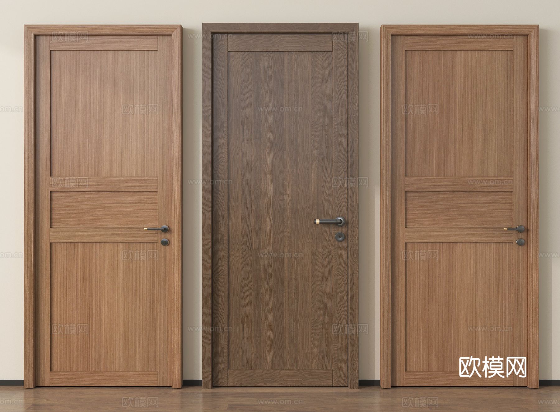中古实木门 单开门 卧室门su模型