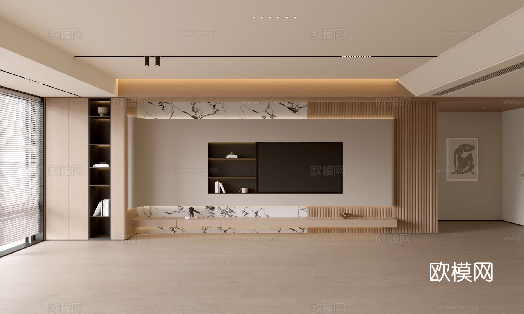 现代客厅 奶油客厅 电视背景墙 客厅背景 奶油风背景墙su模型