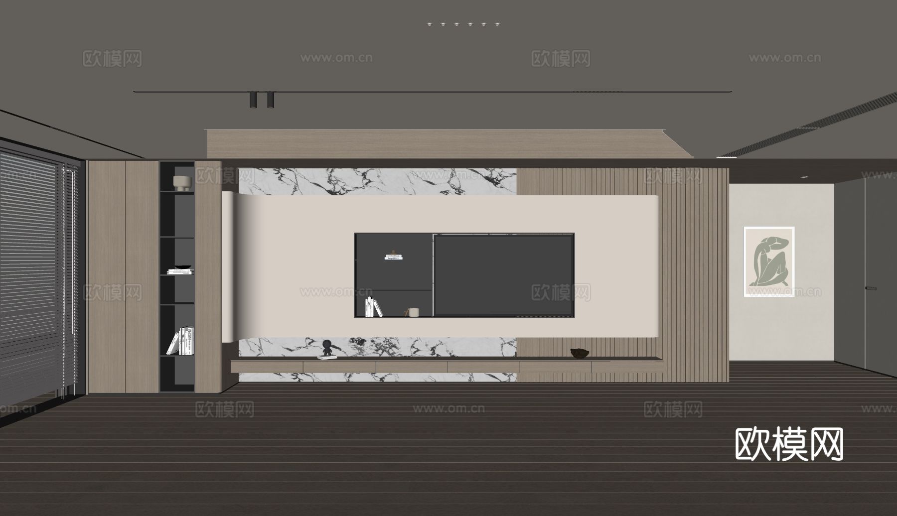 现代客厅 奶油客厅 电视背景墙 客厅背景 奶油风背景墙su模型