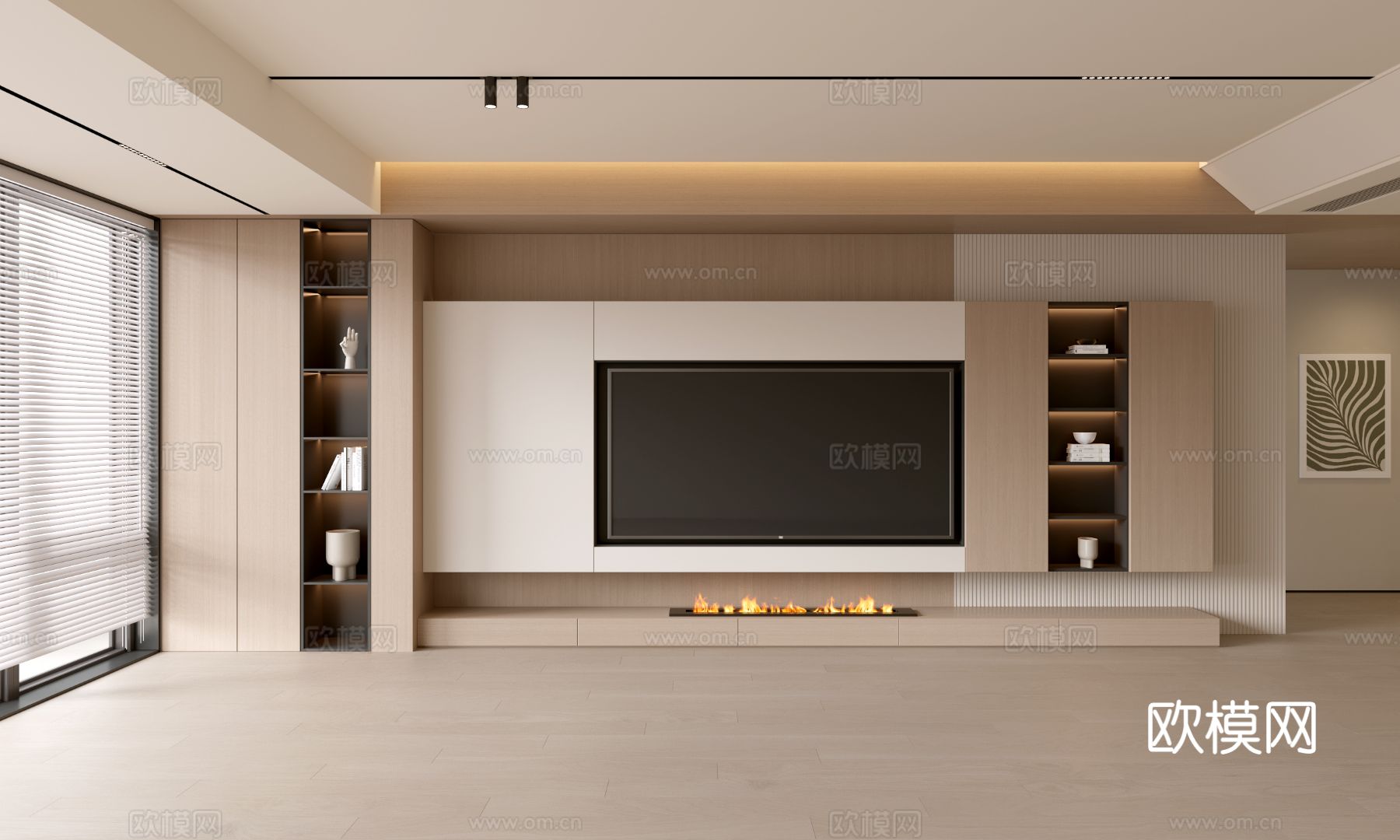 现代客厅 奶油客厅 电视背景墙 客厅背景 奶油风背景墙3d模型下载