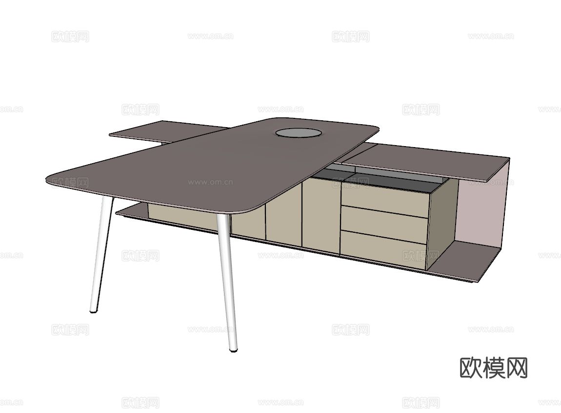 现代办公桌 老板办公桌 员工办公桌 弧形办公桌 轻奢办公桌su模型