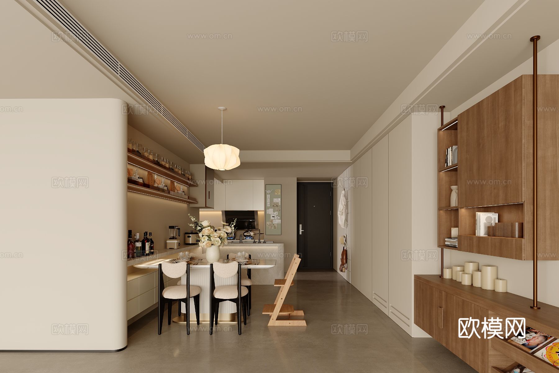 郑中CCD x LSD 奶油风餐厅3d模型