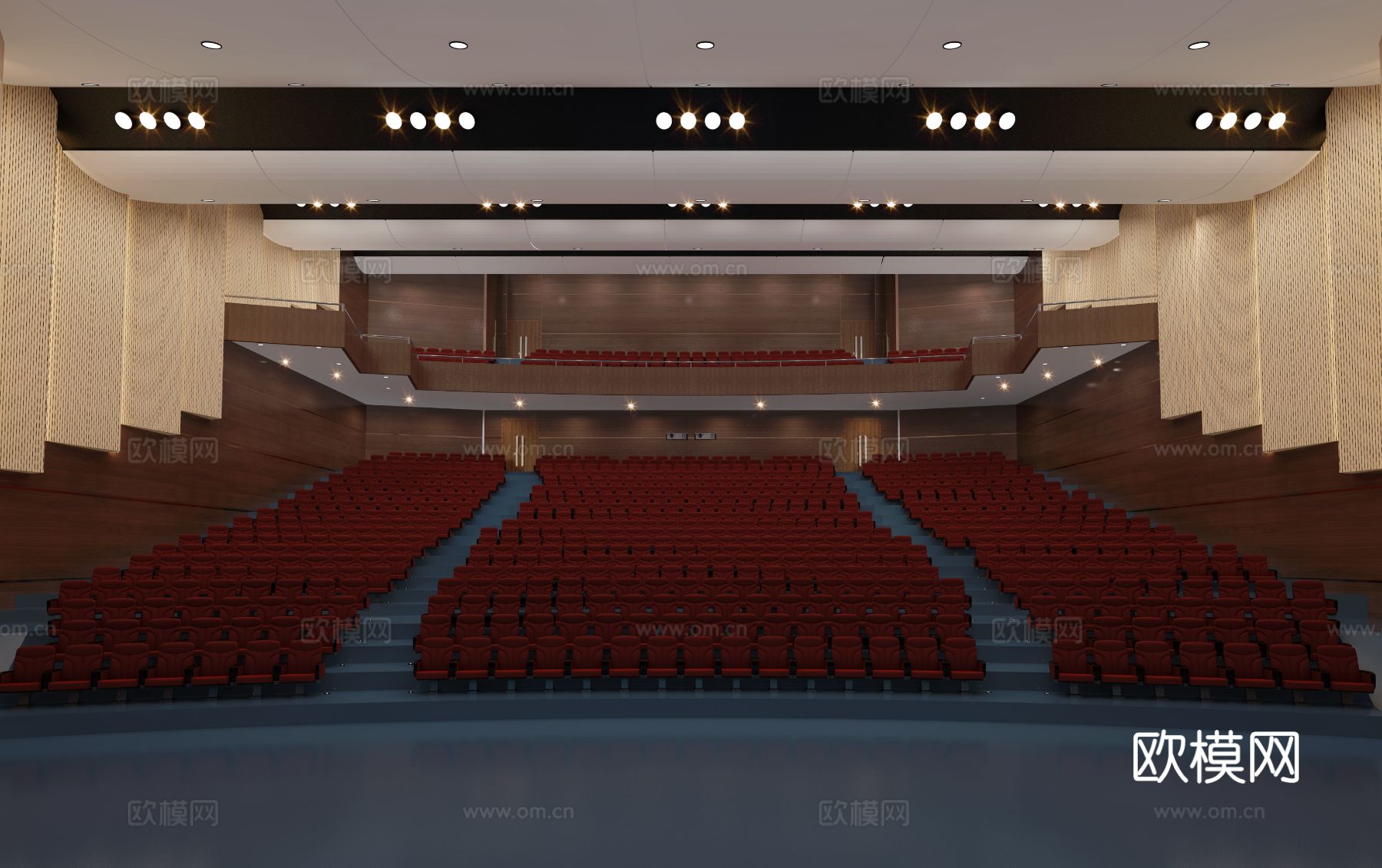 现代报告厅座椅 讲台 吸音板3d模型下载（渲染图3）