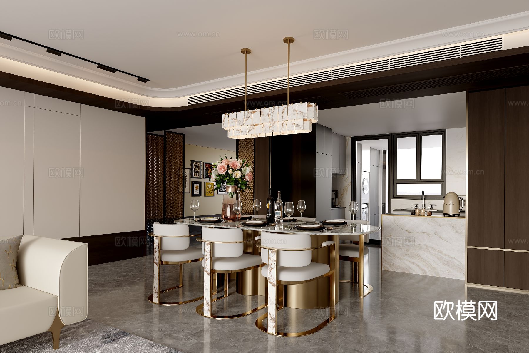 唐忠汉别墅 藏品级豪宅餐厅3d模型