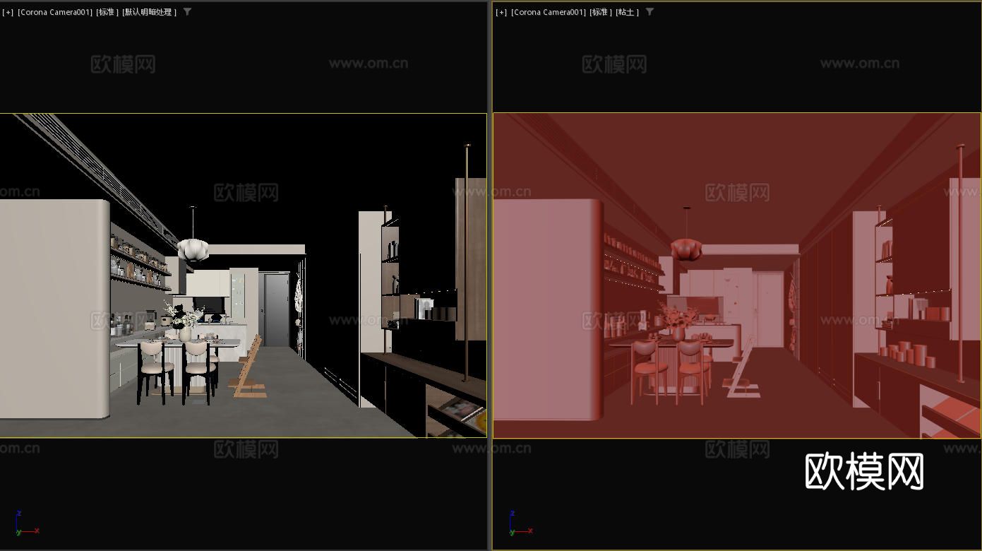 郑中CCD x LSD 奶油风餐厅3d模型