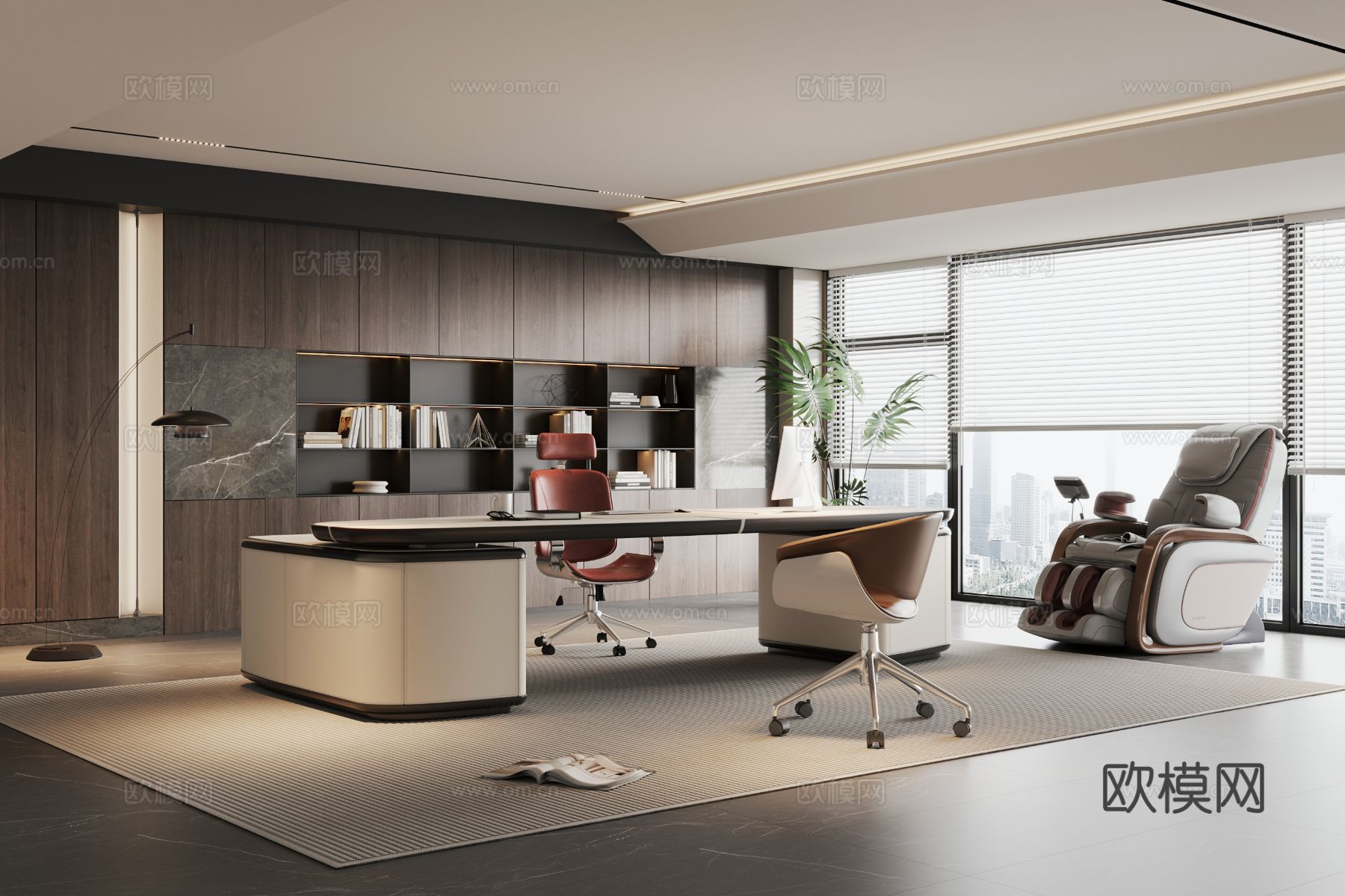 现代简约经理办公室 意式经理办公室3d模型下载