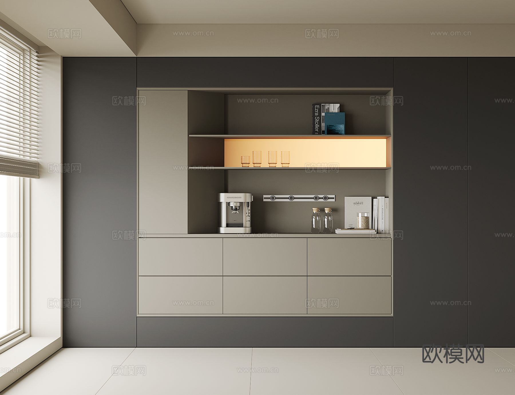 现代酒柜餐边柜3d模型下载