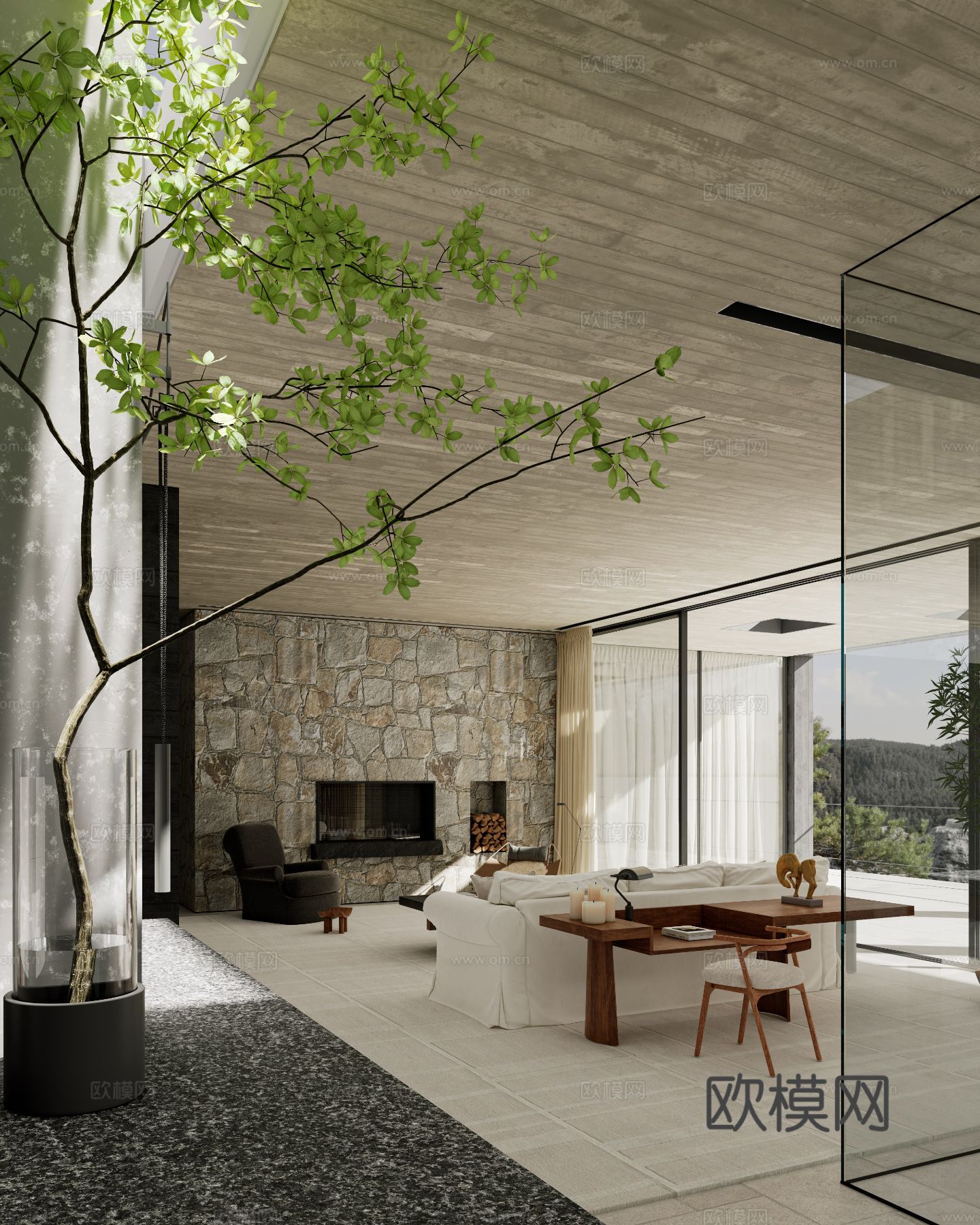 吴滨 安吉 · 度假屋民宿客厅3d模型