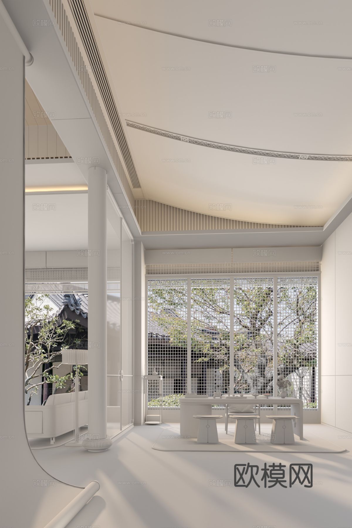 盘石设计 新中式售楼处前厅3d模型