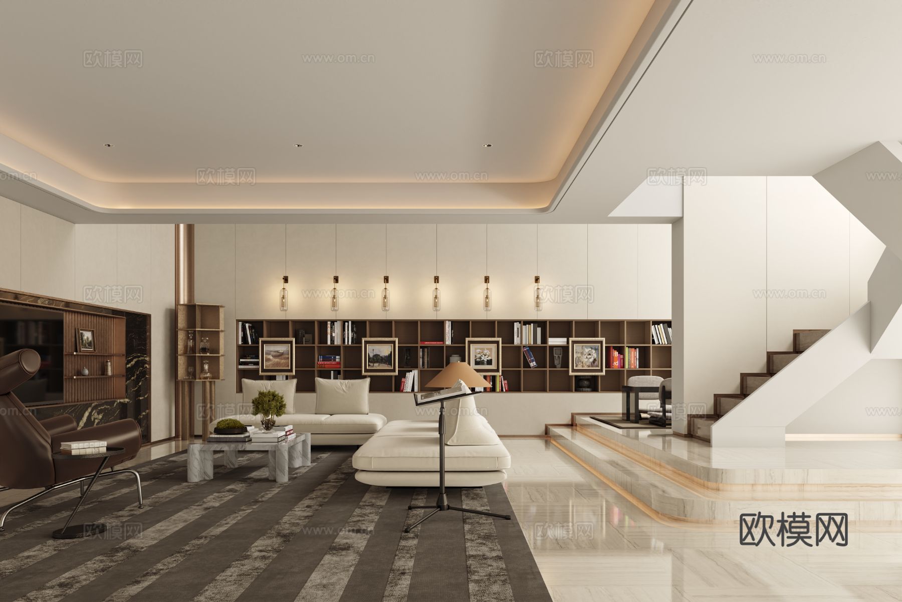 梁景华 绿城·义乌凤起潮鸣合别墅客厅3d模型