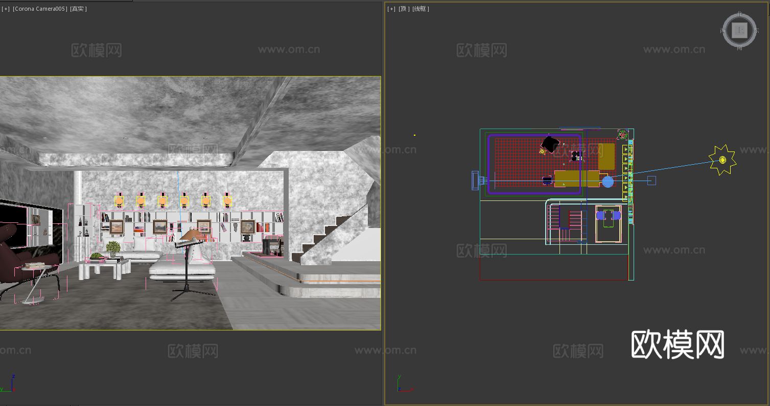 梁景华 绿城·义乌凤起潮鸣合别墅客厅3d模型