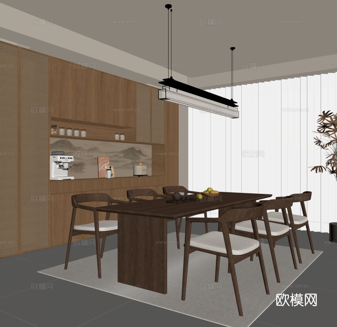 新中式餐厅su模型