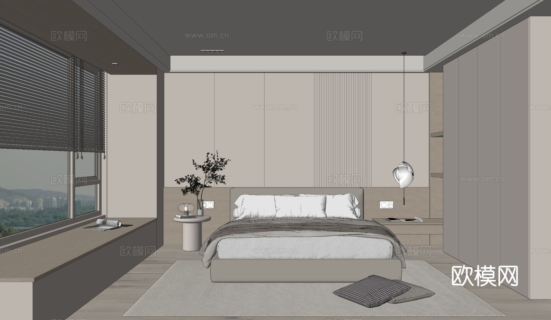 现代卧室su模型