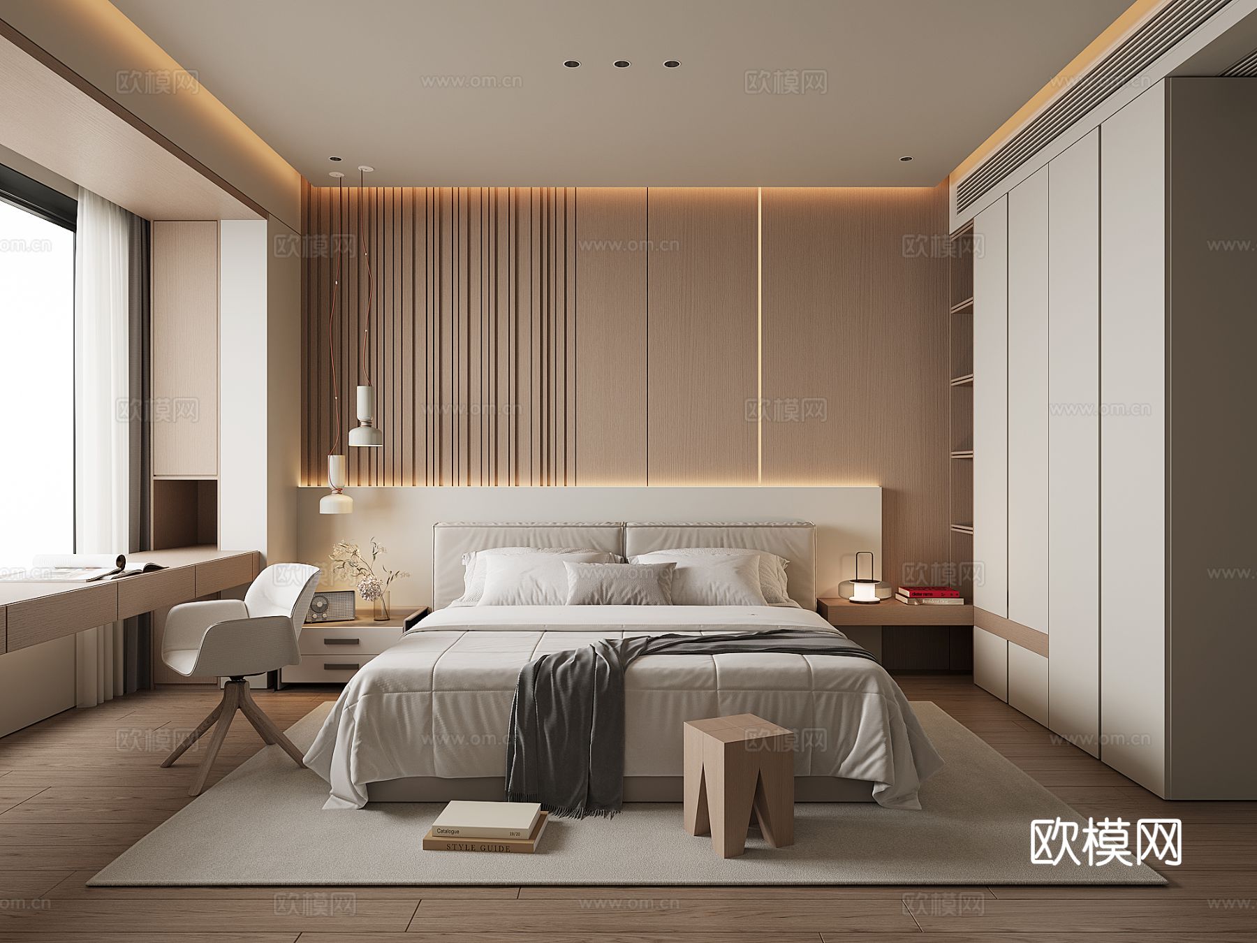 现代家居卧室su模型