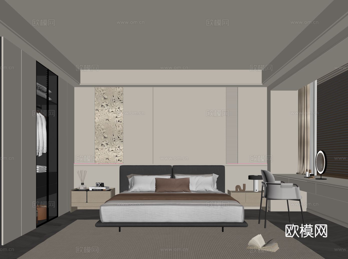 现代卧室 次卧su模型