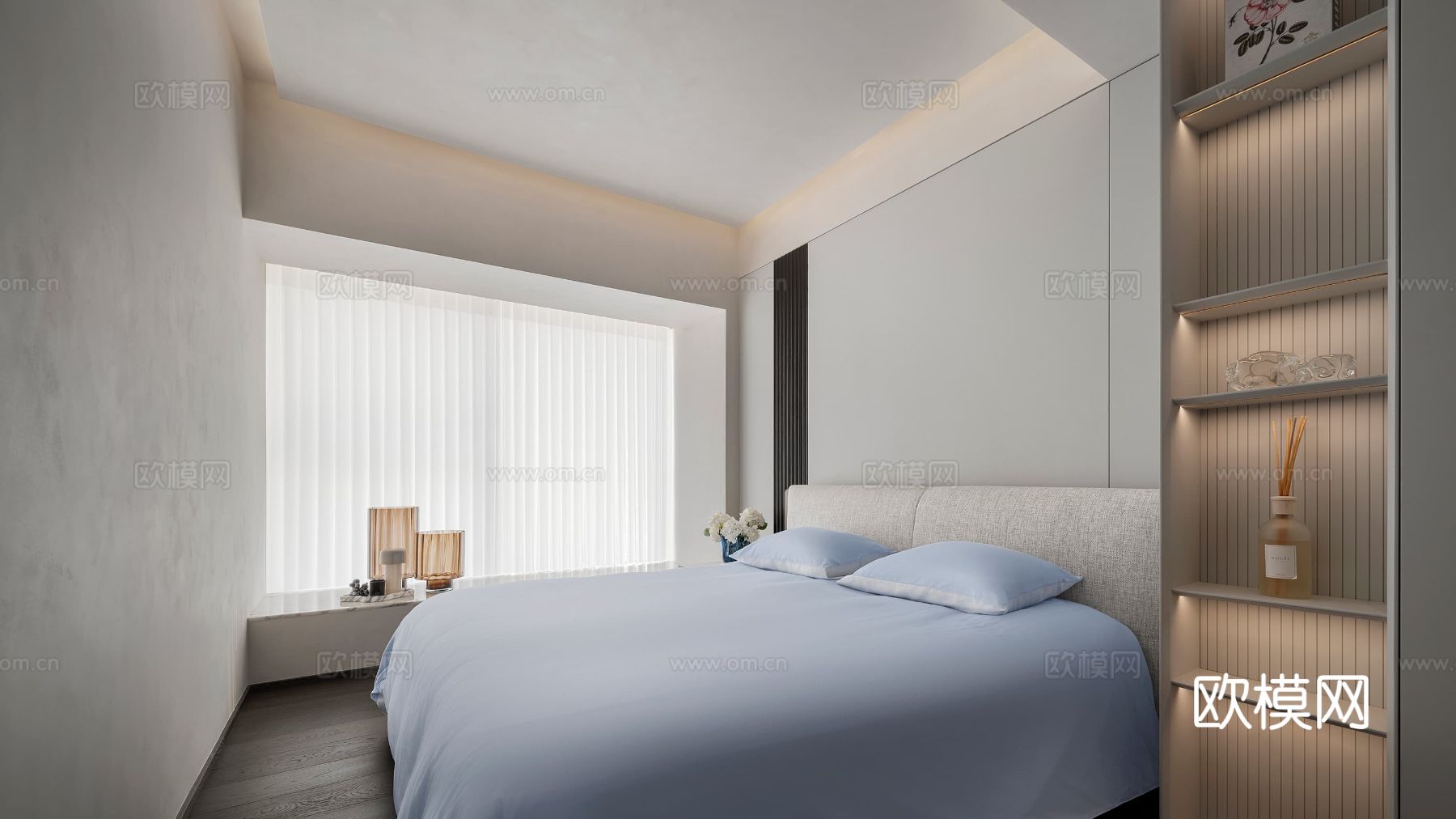 现代大平层家装效果餐厅卧室客厅简约高级灰设计效果图下载（渲染图19）