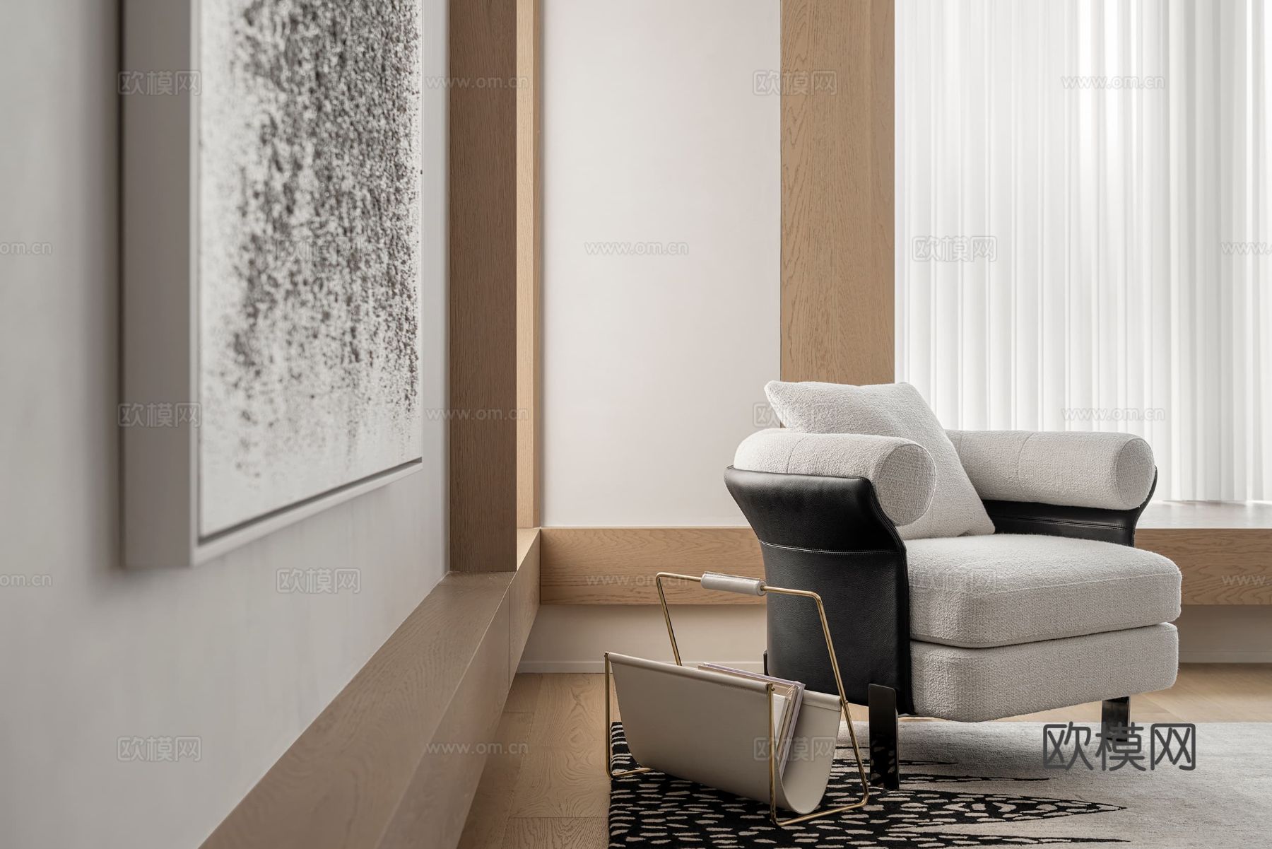 现代大平层家装效果餐厅卧室客厅简约高级灰设计效果图下载（渲染图7）