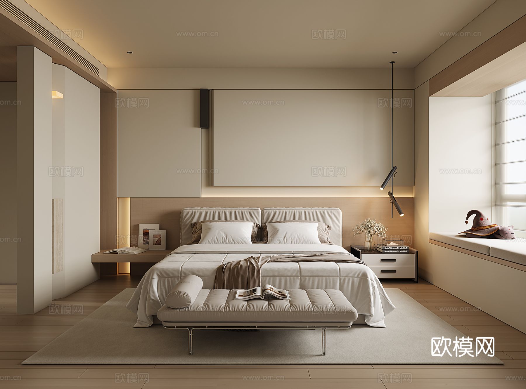 现代家居卧室su模型
