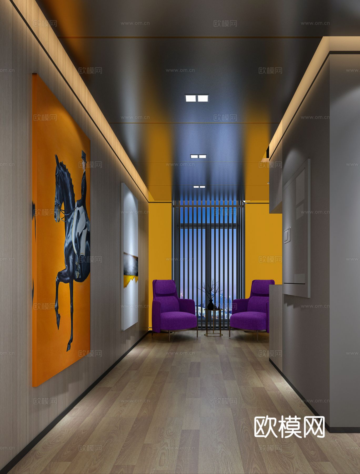 现代科技健身房 健身器材 意大利休闲沙发 空调管道3d模型下载（渲染图3）