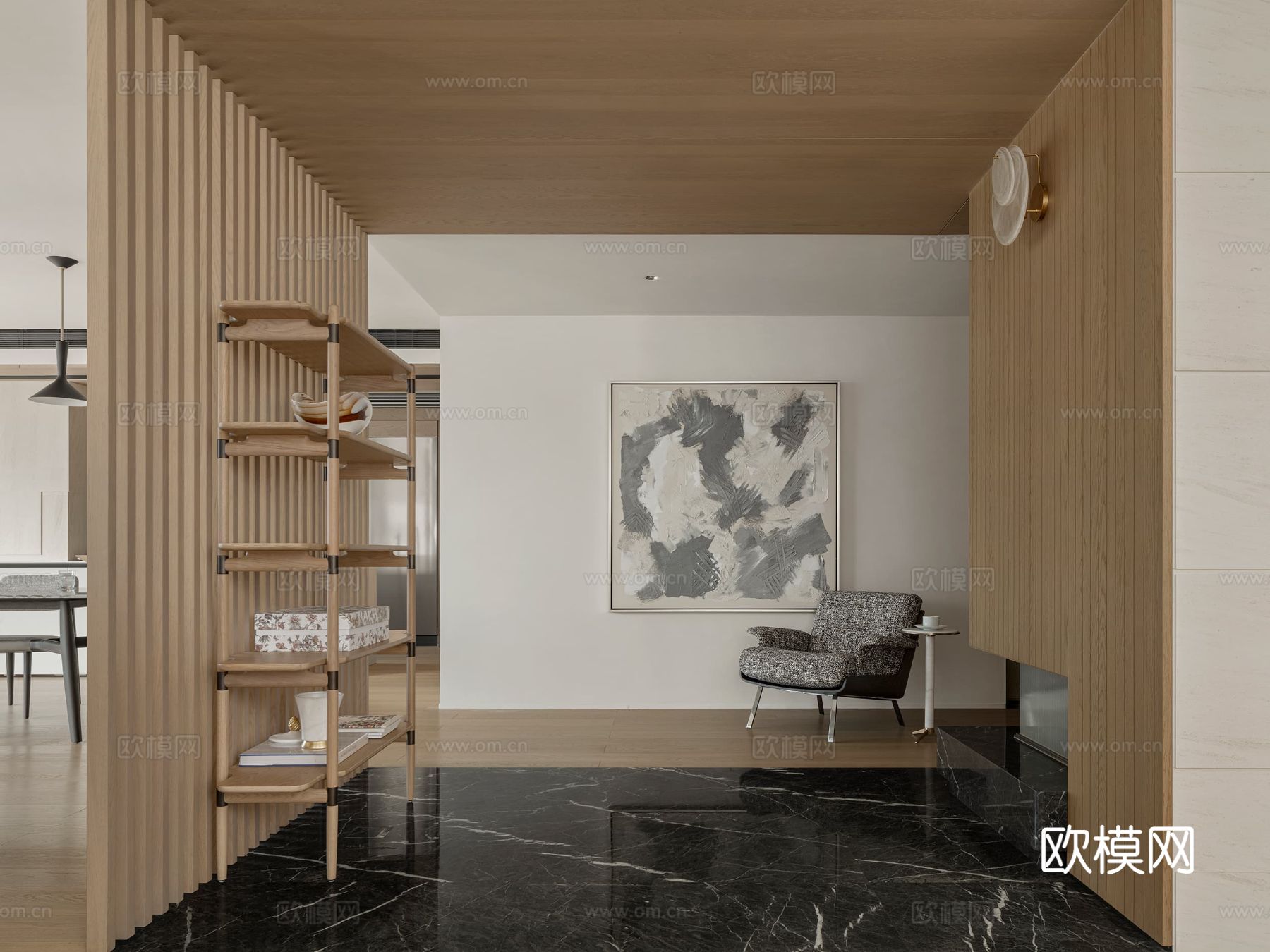 现代大平层家装效果餐厅卧室客厅简约高级灰设计效果图下载（渲染图10）