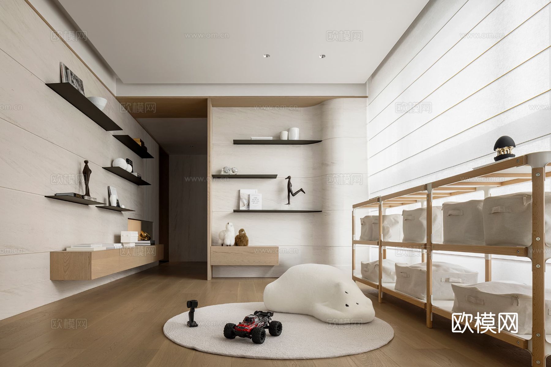 现代大平层家装效果餐厅卧室客厅简约高级灰设计效果图下载（渲染图15）