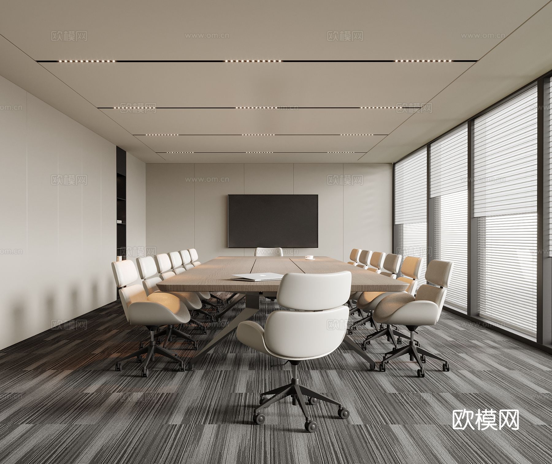 现代会议室 办公椅 会议桌椅su模型