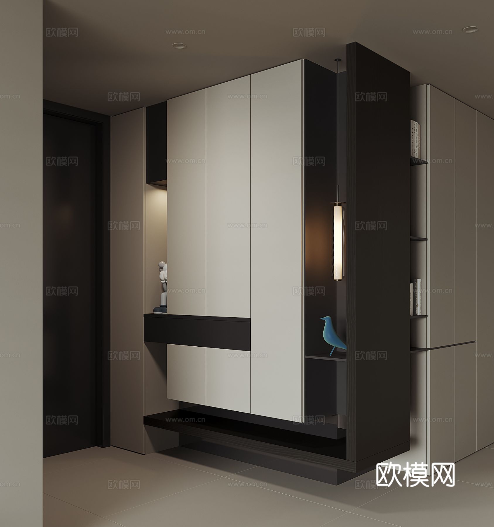 现代入户转角鞋柜su模型