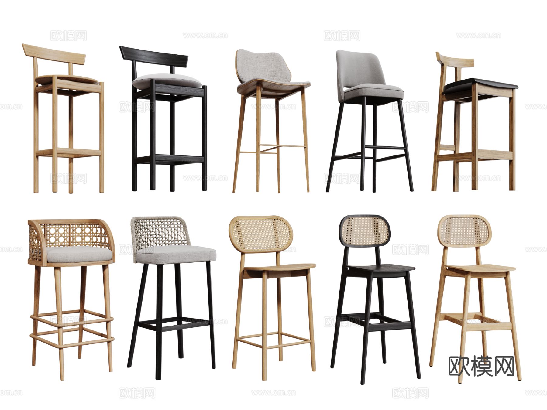 现代吧椅 巴凳 高脚椅 高脚凳 休闲椅su模型