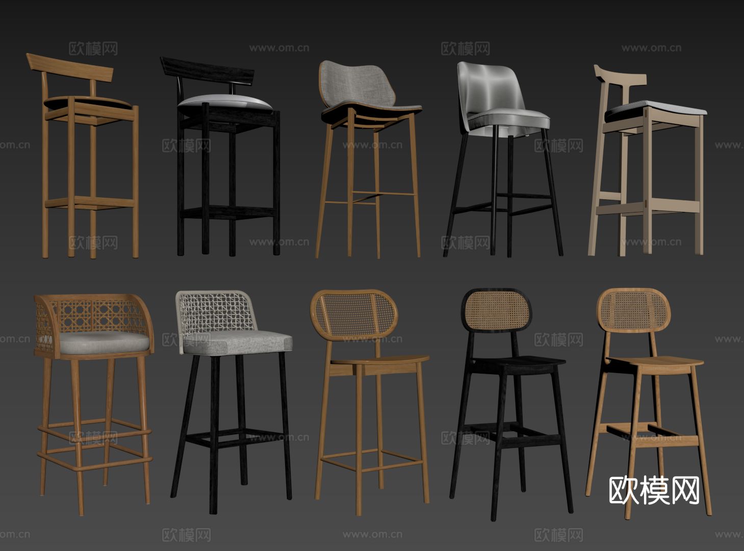 现代吧椅 巴凳 高脚椅 高脚凳 休闲椅su模型