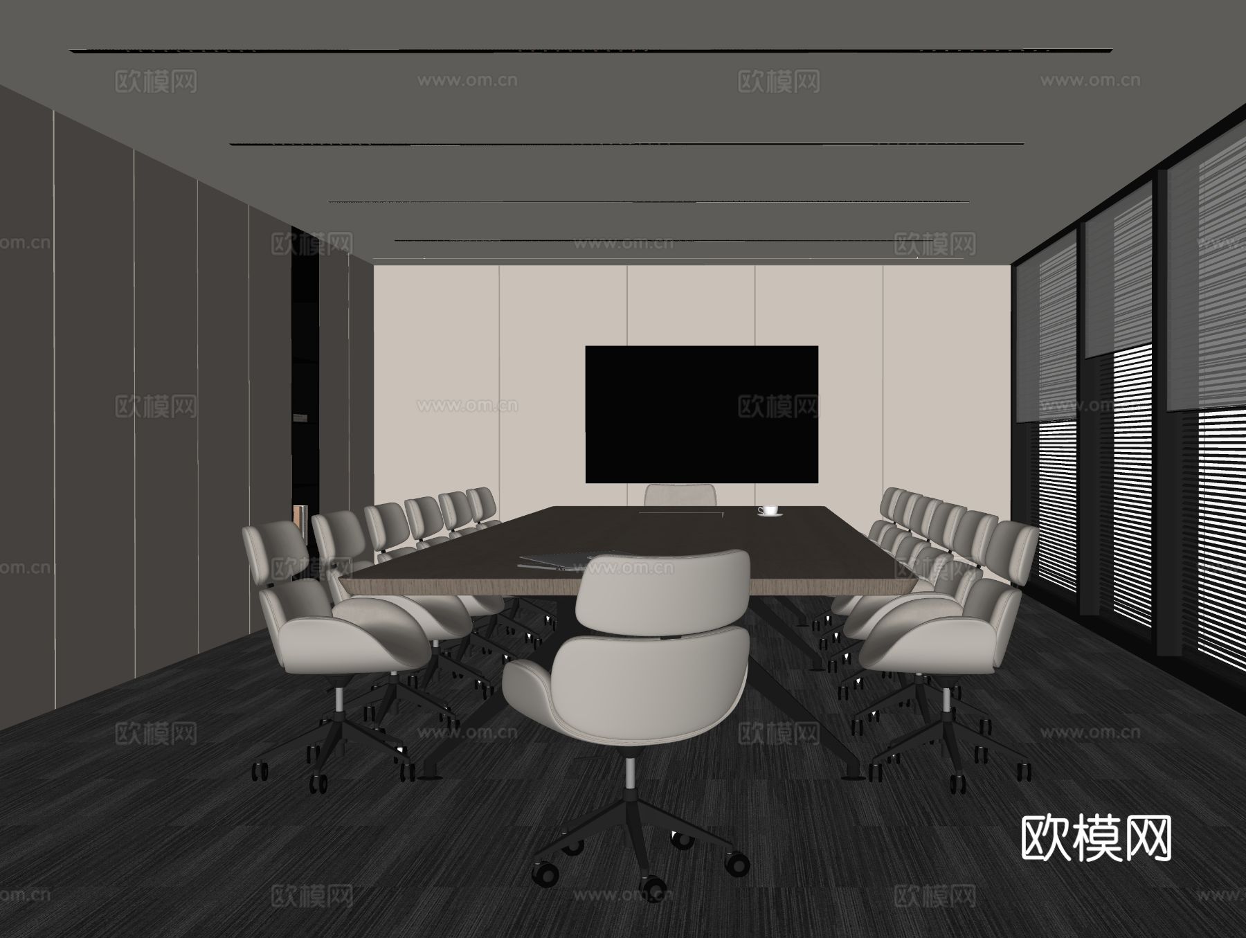 现代会议室 办公椅 会议桌椅su模型