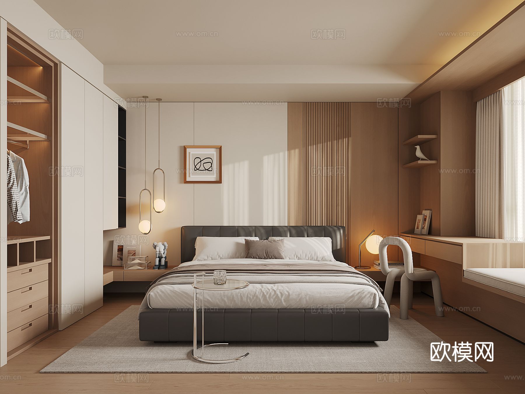 现代家居卧室su模型