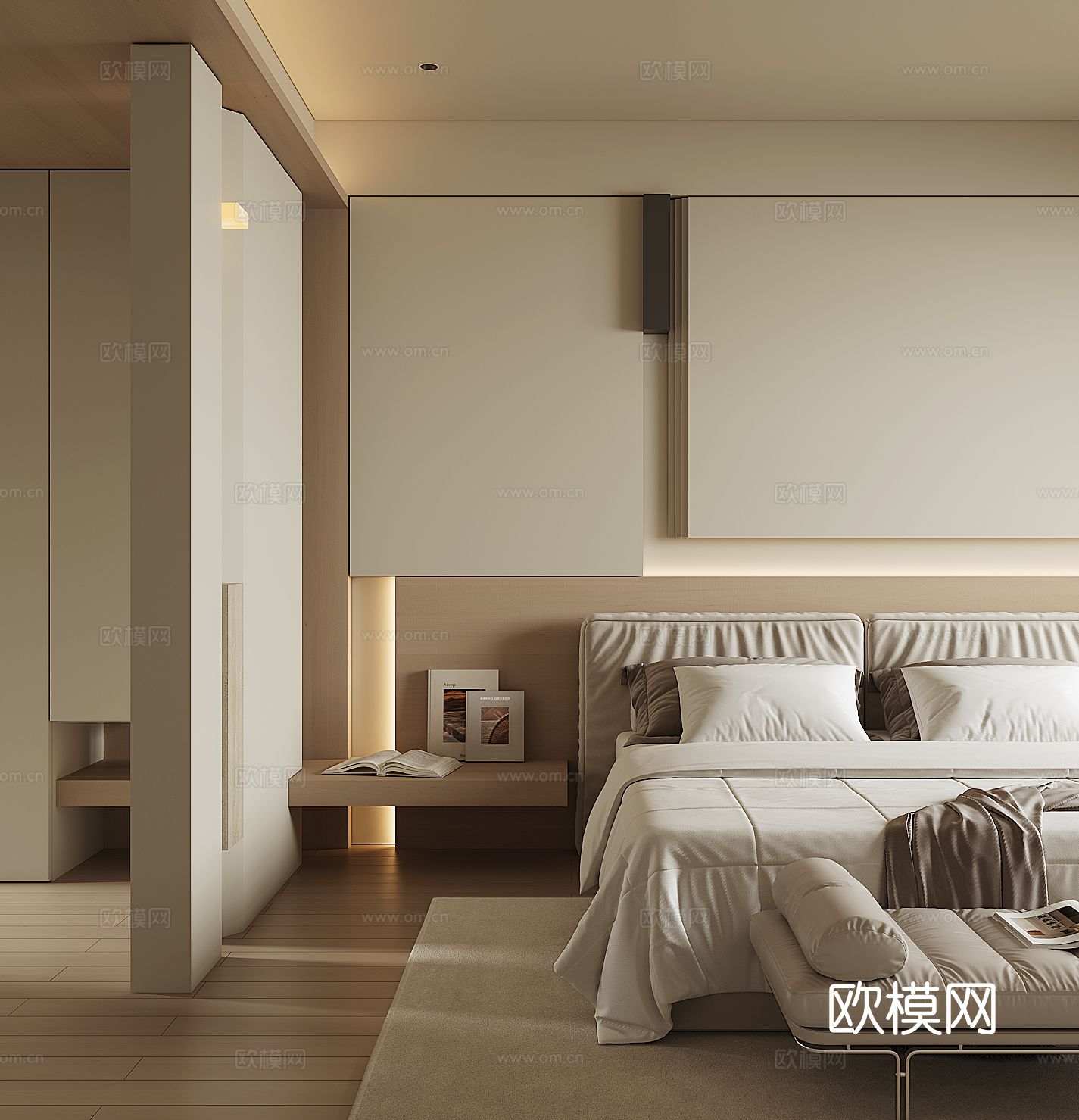现代家居卧室3d模型下载（渲染图2）