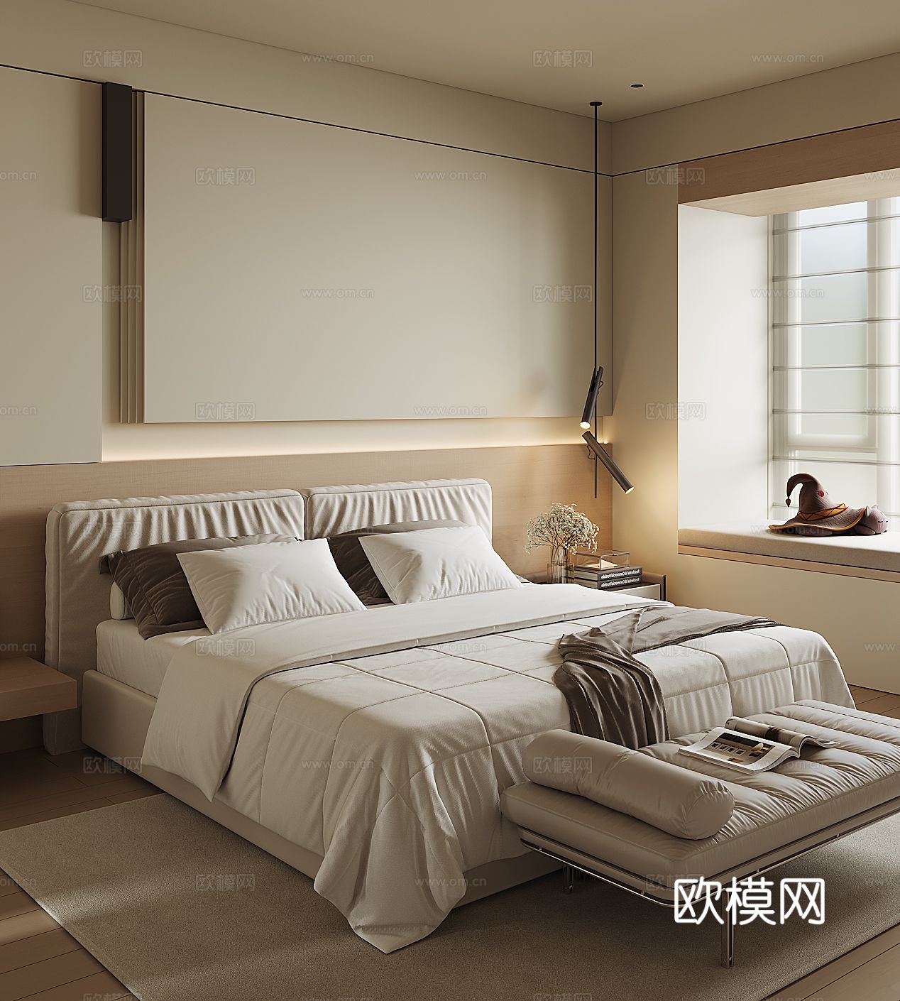 现代家居卧室3d模型下载（渲染图4）