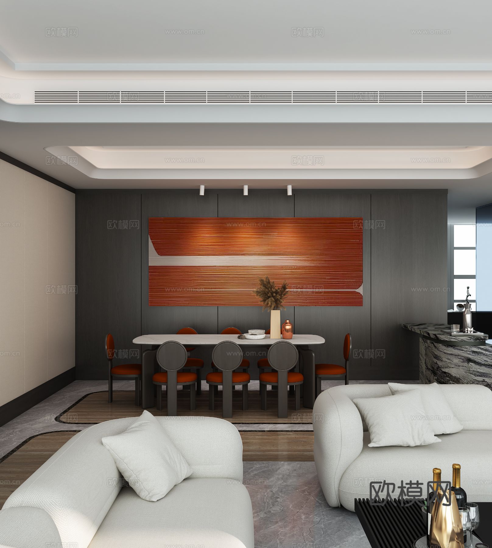 SLD 梁志天丨现代客厅餐厅3d模型