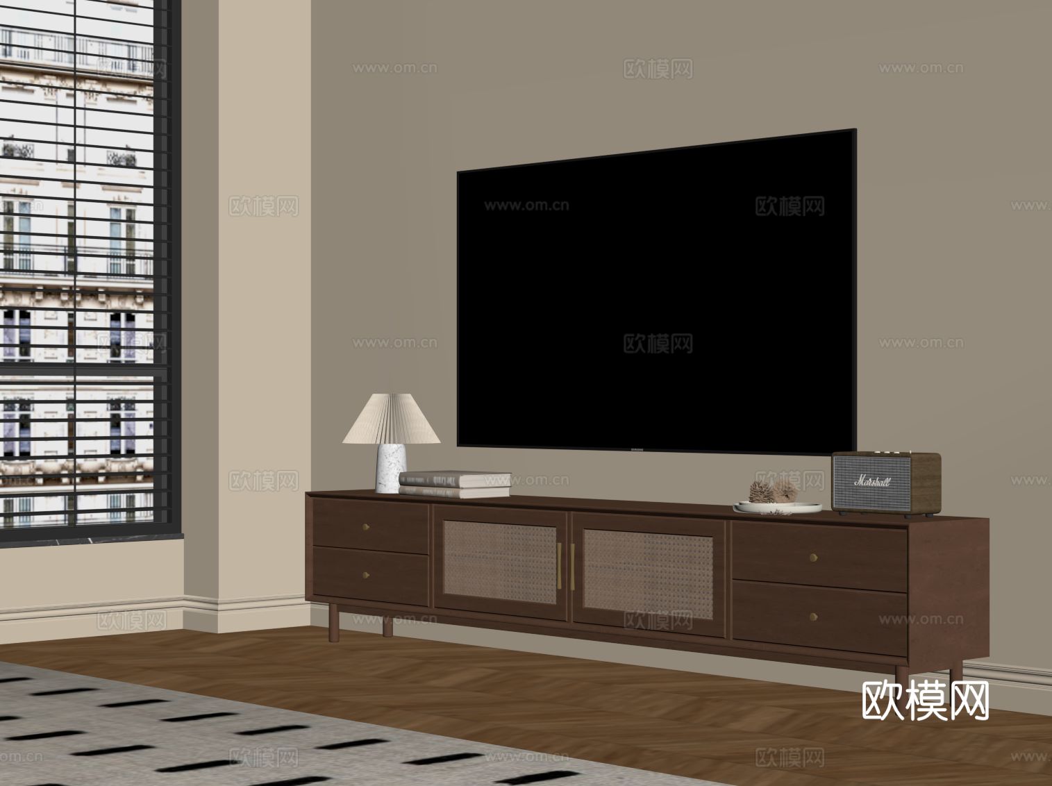 中古风电视柜su模型